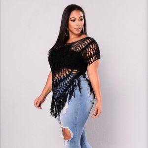 Fashion nova crochet tunic in black